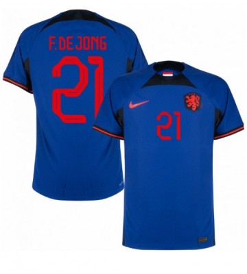 Nederländerna Frenkie de Jong #21 Bortatröja VM 2022 Kortärmad